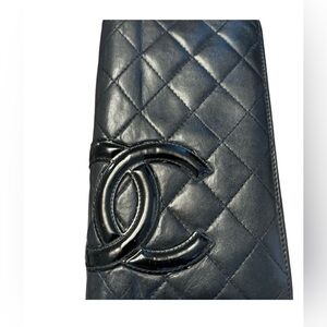 Chanel Cambon Line CC Quilted Long Wallet – Black Calfskin / Pink Interior